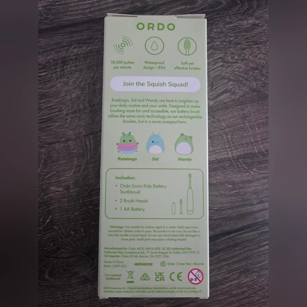 Ordo Sonic Kids Squishmallows Electric Toothbrush NEW